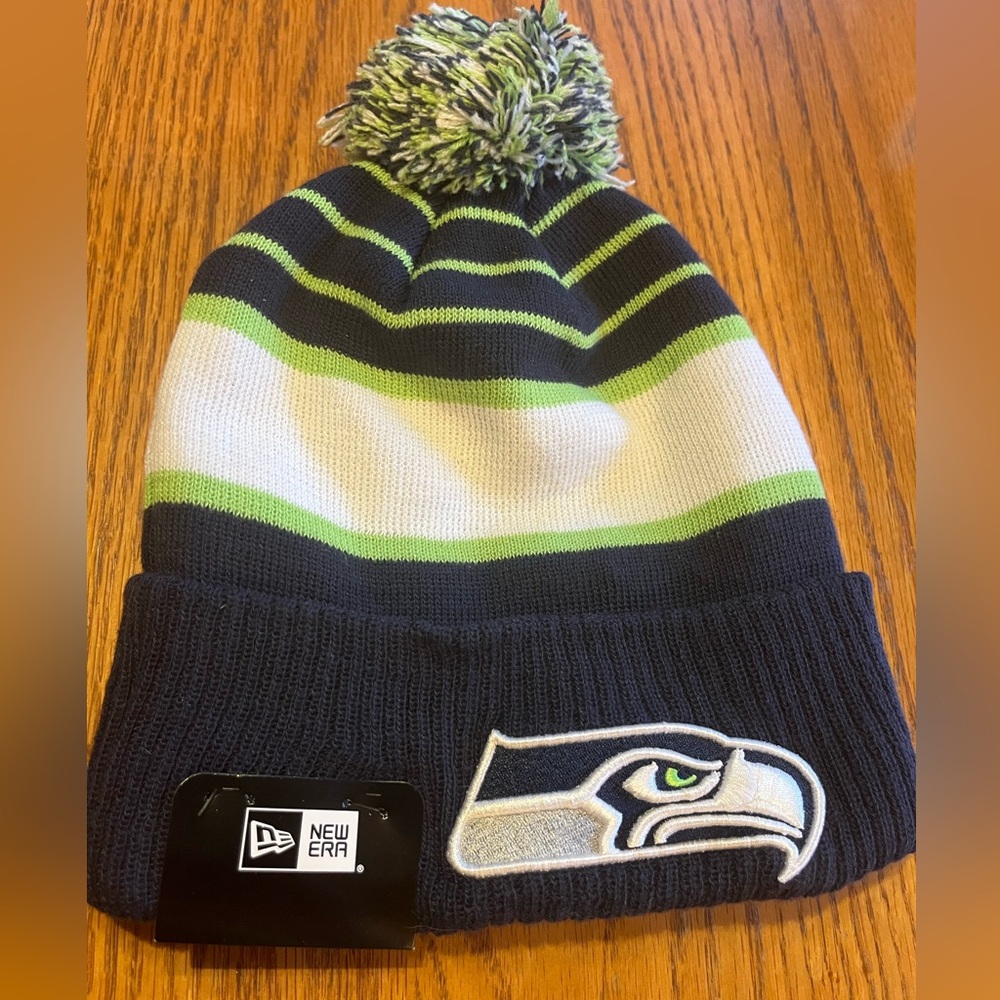 NFL New Era Seattle Seahawks Navy and Lime Beanie